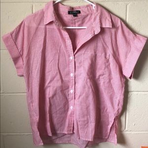 Striped Red and White Short Sleeve Flowy Shirt